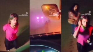 Girl Showing Pussy To truck Driver On Highway